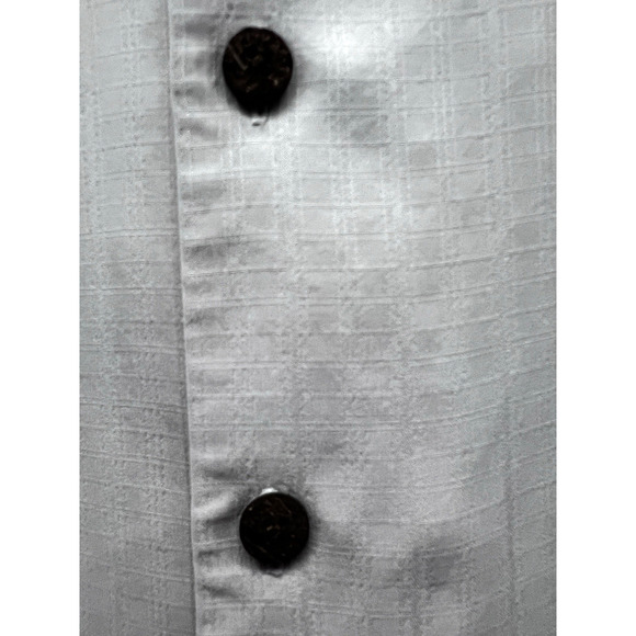 Tommy Bahama Mens Vintage Beige Embroidered Silk Button Up Shirt Medium Pocket - Picture 7 of 10